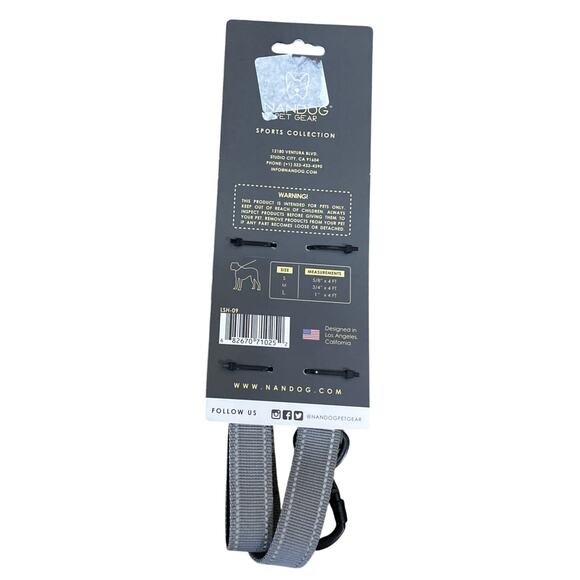 Nandog Reflective Pet Leash Large Gray - Picture 2 of 2